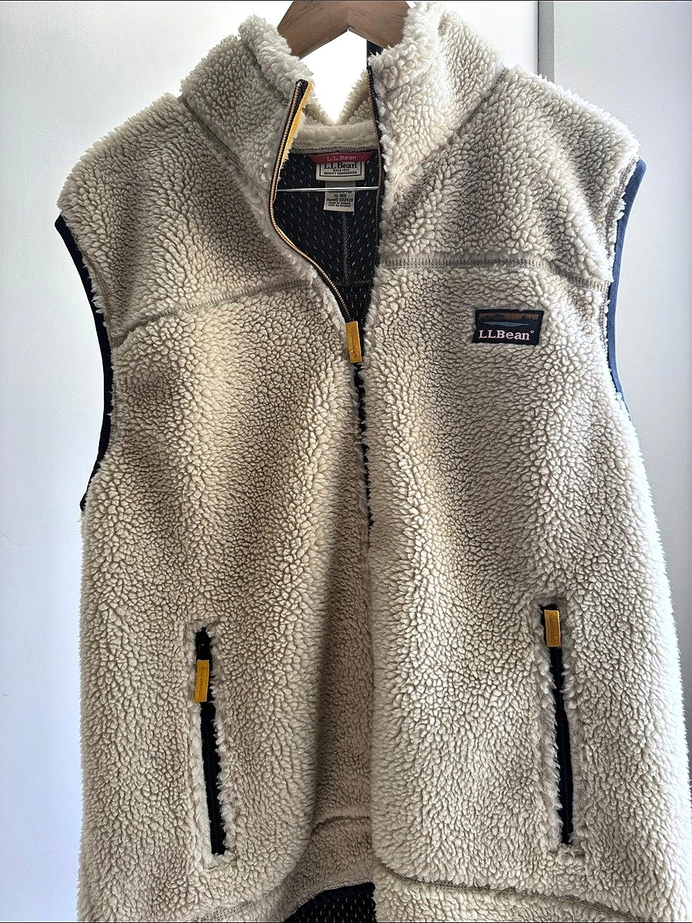 L.L.Bean Mountain Pile Sherpa Fleece Vest Cream XL